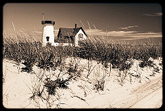 Headless Stage Harbor Light on Cape Cod -Sepia Tone